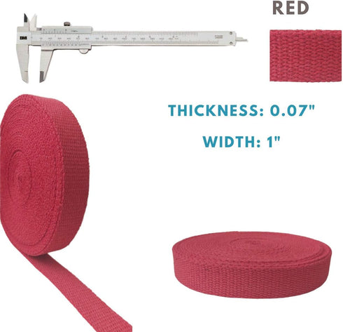 Heavy Cotton Webbing 1 Inch - Straps for Arts and Crafts - (Red, 10 Yards), MATADOR USEFUL GOODS...