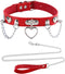 Red Leather Choker Collar with Chain Leash Set Adjustable Soft PU Heart Pendant Necklace for Women Ladies Pet Dogs Cats...