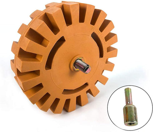 QWORK Removal Eraser Wheel Tool Kit, 4 Inch Rubber Power Drill Attachment for Removing Pinstripes, Stickers, Adhesive Vinyl Decals from Cars, Rvs,...