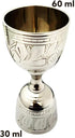 Electro Plated Nickel Silver with Chrome Finish Peg Measure Jigger, Shot Glass, Cup, 1 oz / 2 oz WITH ALLURING ENGRAVING...