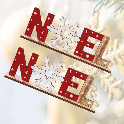SUPVOX 2pcs Christmas Wooden Decorations Xmas Holiady Tabletop Noel Sign Decorations Ornament...