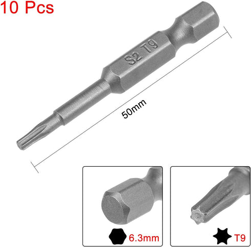 uxcell 10 Pcs T9 Magnetic Torx Screwdriver Bits, 1/4 Inch Hex Shank 2-inch Length S2 Power Tool...