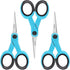5” Detail Scissors, Embroidery Scissors with Sharp Stainless Steel Blade and Soft Handles, Great for Sewing, Craft, Office and School, 3 Pcs, Blue...