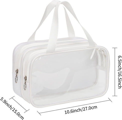 CUBETASTIC Clear Toiletry Bags for Traveling 2 Compartments Dry/Wet Separation Shower Bag with Mesh Draining Section, Portable Clear Makeup Bag & ...