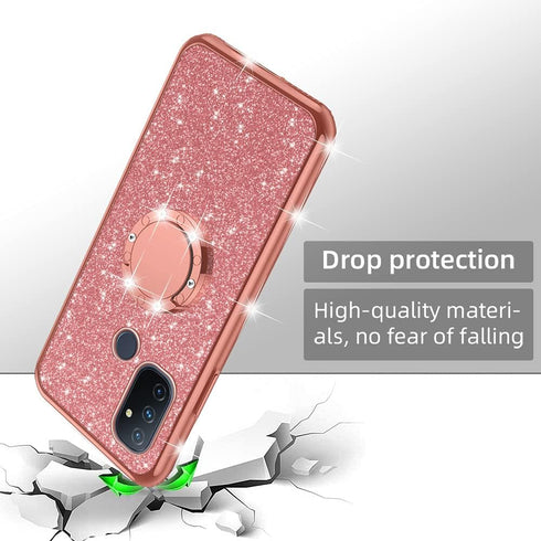 nancheng for OnePlus Nord N100 Phone Case Cute Girls Women Glitter Luxury Soft TPU Cover with Ring Stand Strap Lanyard Shockproof Protection Case ...