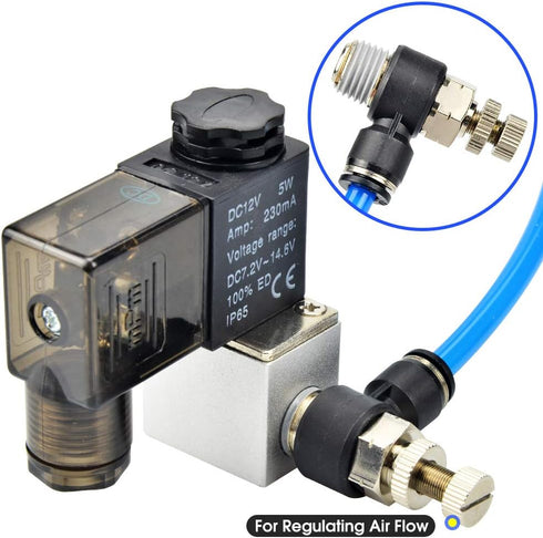 TAILONZ PNEUMATIC 3 Pack SL-3/8-N2 Push to Connect Air Line Fitting Air Flow Control Valve 3/8 Inch od 1/4 Inch Npt Elbow 90 Degree Air Speed Cont...