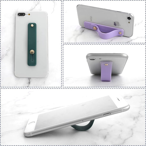 Phone Loop Finger Holder, 5 Pcs Phone Grip Holder, Finger Cell Phone Grip, Silicone Phone Finger Strap, Telescopic Mobile Phone Holder for All Sma...