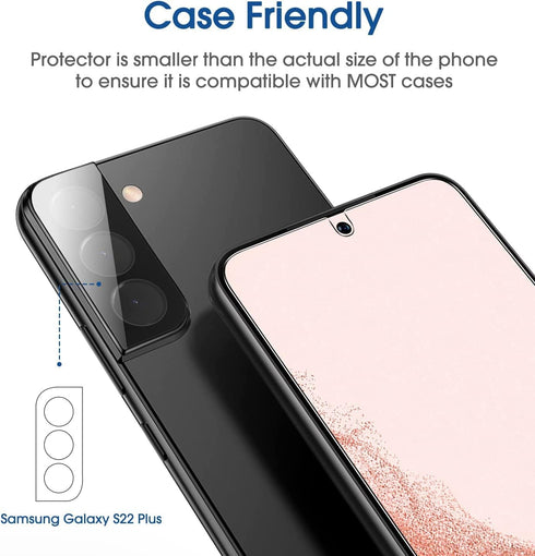 amFilm OneTouch Screen Protector for Samsung Galaxy S22 Plus 6.6 inch, Samsung Galaxy S22 + 6.6 inch, 9H Hardness with Camera Lens Protector, Bubb...