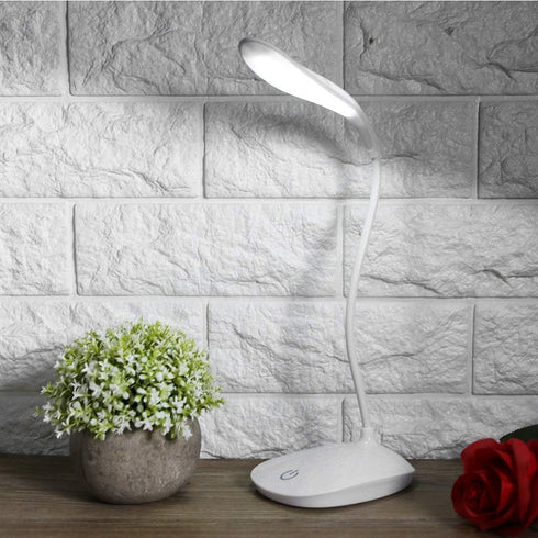 USB Charging Table Lamp with Flexible Neck, 3 Levels Dimmable LED Desk Light with Touch Switch, Night Reading Lamp, USB Table Lamp Dimmable...
