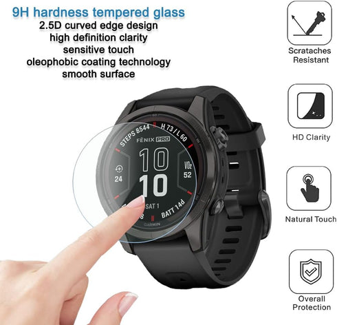 SmartWatch Tempered Glass protective film Compatible for Garmin Fenix 7 & 7 Solar/Fenix 7 Sapphire Solar 47mm and Epix 2 Pro 47 MM Screen Protecto...