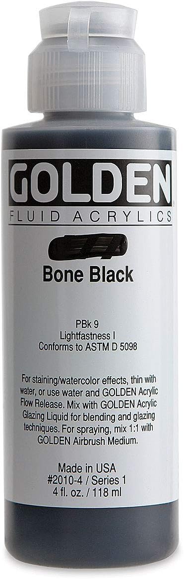 4 Oz Fluid Acrylic Color Paint Color: Bone Black...