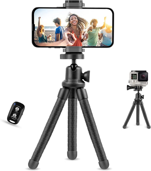 UBeesize Phone Tripod, UBeesize 12 Inch Flexible Cell Phone Tripod Stand Holder with Wireless Remote Shutter & Universal Phone Mount, Compatible w...