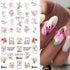 12 Sheets Lily Flowers Nail Stickers Water Transfer Decals Slider Nail Art Decorations White Flower Green Leaf Geometric Line Sliders Spring Flora...