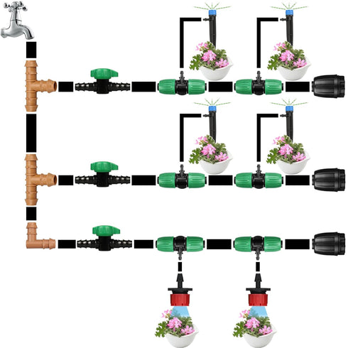 1/2 Inch Drip Irrigation Barbed Valve, 15 Pcs Barbed Switch Valves Drip Line Parts for 1/2" Drip Tubing (.570-.620" ID), 1/2 in. in-line Barbed Sh...