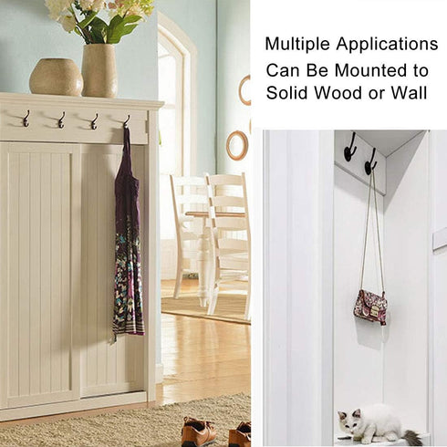 uxcell Dual Prong Coat Hooks Wall Mounted Retro Double Hooks Utility Gold Hook for Coat Scarf Bag Towel Key Cap Cup Hat 87mm x 29mm x 42mm 4pcs...