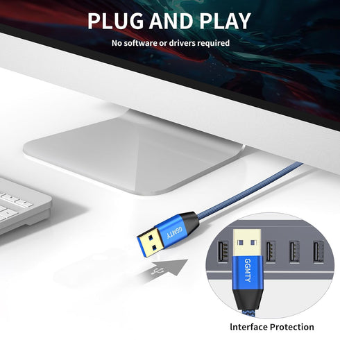 USB to USB Cable 3FT,Durable Braidedfor USB 3.0 Male to Male Type A to Type A Cable Data Transfer Compatible with Hard Drive, Laptop, DVD Player, ...