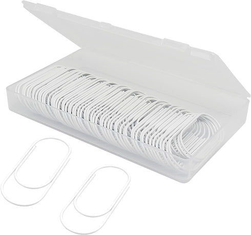 Large Paper Clips, Jumbo Paper Clip, 2 inch / 50mm, Smooth, Cute, 50 Pack (White)...