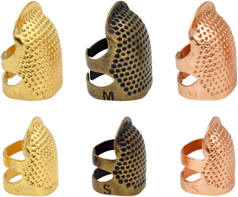 6 Pack Sewing Thimble Finger Protector, Adjustable Finger Metal Shield Protector Pin Needles Sewing Quilting Craft Accessories(2 Sizes)...
