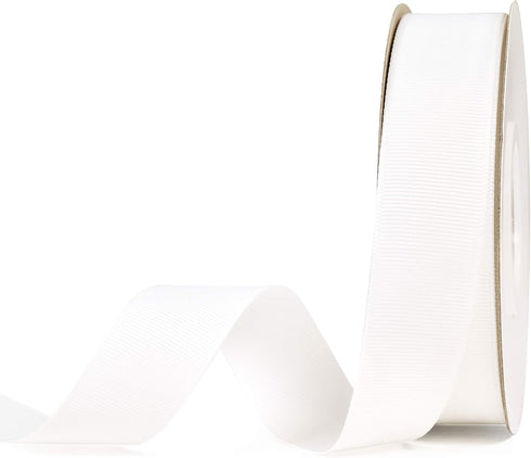 YAMA Solid Grosgrain Ribbon Roll - 1 Inch 25 Yards for Gift Wrapping Ribbons, White...
