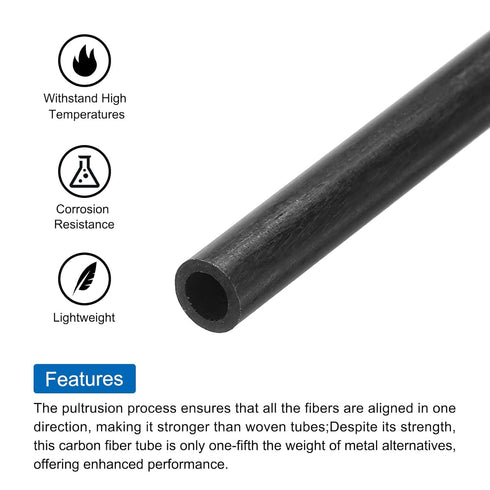 uxcell 4Pcs Carbon Fiber Tube 2.5 x 4 x 200mm Pultruded Carbon Fiber Tubing for RC Airplane Kite Wing Tube Quadcopter Arm...