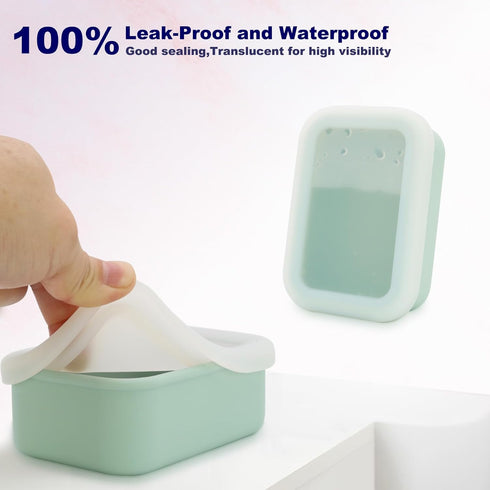Travel Soap Case, Leak Proof Travel Soap Container, Silicone Soap Box with Drainage Layer, Shatterproof Soap Holder for Travel, Camping, Gym (Gree...
