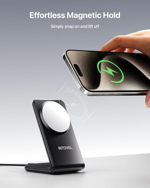 Intoval Magnetic Charging Stand for iPhone, Magnet Wireless Charger for iPhone 15 Pro/Pro Max/Plus/14/13/12, Fast iPhone Charger (M2, Black)......