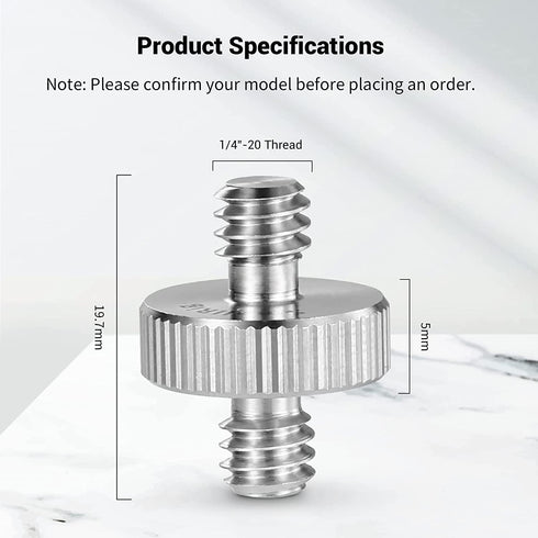 SMALLRIG 1/4" to 1/4" Male Threaded Screw Adapter Double Head Stud for Camera Cage Monitor LED Microphone, Pack of 2-828...