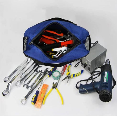 14-Inch Tool Bag, Large Capacity Wide Mouth Tool Bag for Men, Portable Zippered Handbag, Heavy Duty Waterproof Tool Tote Storage Bag for Electrici...