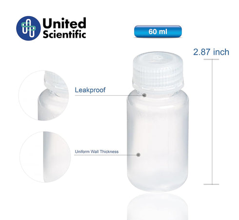 United Scientific™ 33306 | Laboratory Grade Polypropylene Wide Mouth Reagent Bottle | Designed for Laboratories, Classrooms, Travel, or Storage at...
