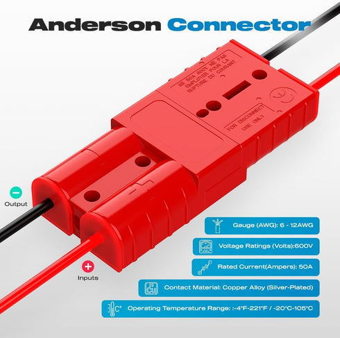Anderson Connector, 50AMP 6–12Gauge 12V-36V Battery Quick Connect/Disconnect Connector Wire Harness Plug Kit Winch Wiring Kit for ATV Car Winch Mo...