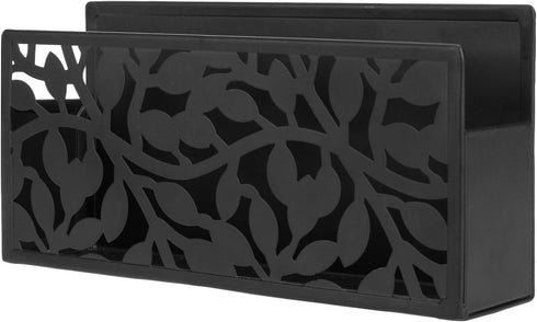 MyGift Black Metal Magnetic Dry Erase Marker Holder for Whiteboard Markers and Accessories Storage Basket Organizer with Floral Cutout Design...
