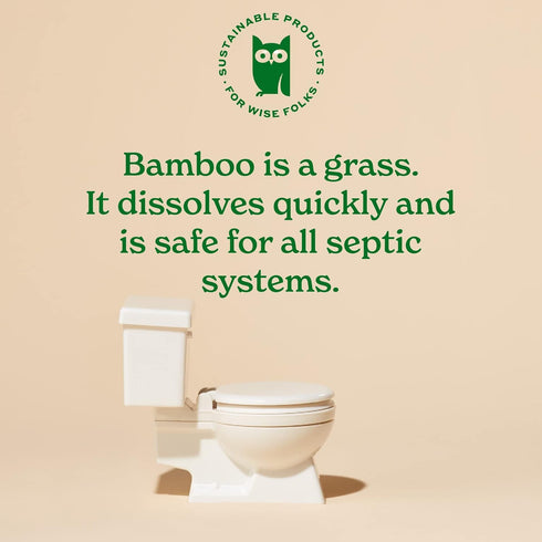 Caboo Tree Free Toilet Paper, Septic Safe Bath Tissue, Quick Dissolving 2 Ply Sheets - 300 Sheets Per Roll, 9 Double Rolls...