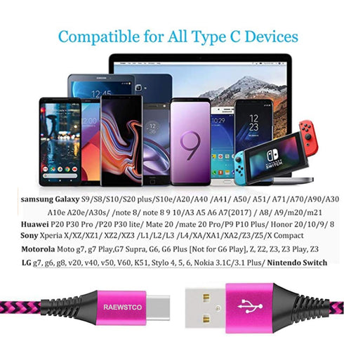 3Pack 9Ft/6Ft/4Ft/3Ft/1Ft/ Nylon Braided Fast Charging Cable Aluminum Housing Compatible with Galaxy S10 S9 Note 9 8 S8 Plus,LG V30 V20 G6,P30/P20...