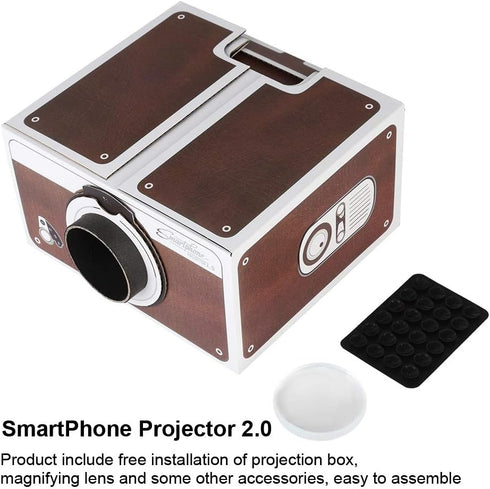 DIY Smartphone Projector, Mini DIY Projector, Simple Portable Cardboard Beamer, Lightweight Cell Phone Projector for Playing Video / Film...