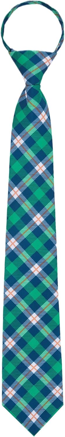 Jacob Alexander Men's Tartan Plaid Pattern Pre-Tied Zipper Neck Tie - Green Blue White...
