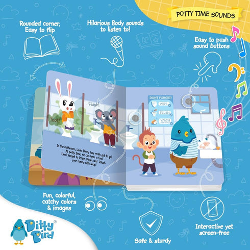 DITTY BIRD Board Books for Toddlers 1-3 | Potty Time Sound Book |Toilet Training Nursery Rhyme Toys | Interactive Toddler Books for 1 Year Old to ...