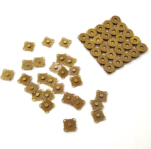 25 Sets Bronze Sew in Magnetic Bag Clasps Button Snaps Tone Purse Great for Closure Handbag Clothes Sewing Craft No Tools Required Plum Blossom 14...