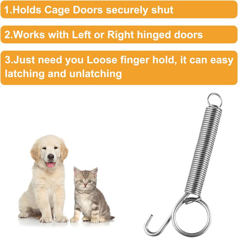 Lockable Spring Cage Latch for Pet Doors, 8.5cm, Silver...