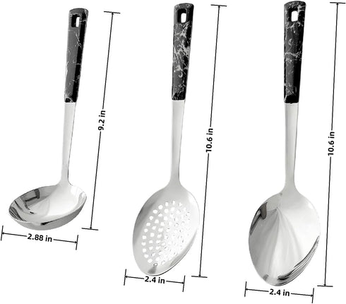 3 Pcs Cooking Spoon Stainless Steel Serving Spoons Slotted Spoon Soup Ladle kitchen Cooking Utensils Set Serving Utensils...