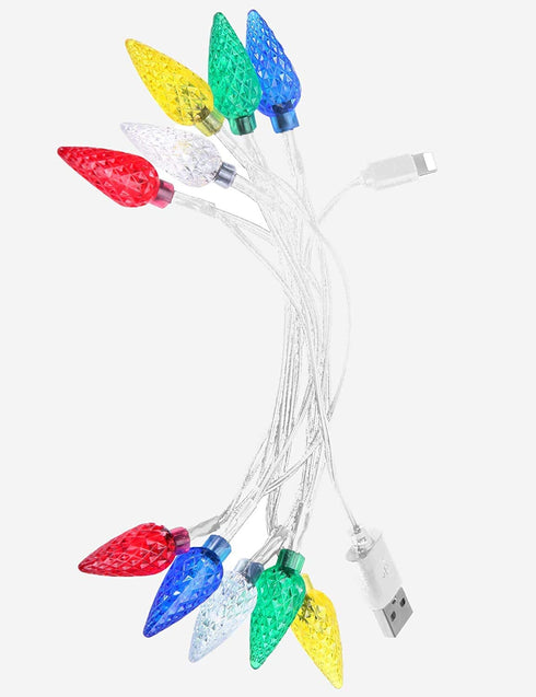 LED Christmas Light Phone Charger Cord USB Charging Cable Gift for Phone 12/11 Pro/XS/XS Max/XR/X/8 Plus/ 8/7 Plus/7s Plus/6s/6/5s/5c/5Pad with 10...