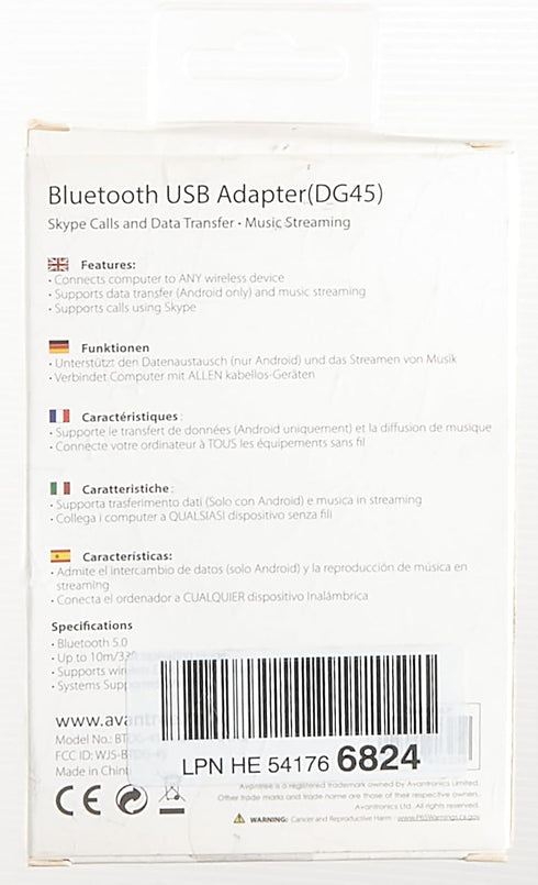 Avantree DG45 - USB Bluetooth 5.0 Adapter for PC, Bluetooth Dongle for Computer Desktop Laptop, Wireless Transfer for Bluetooth Headphones Speaker...