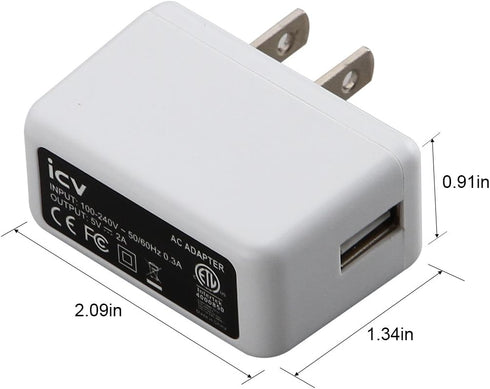 USB Wall Charger – 5V 2A 10W AC Power Adapter with US Plug for Phone, Tablet and Other Related USB Powered Devices Small and Lightweight – Designe...