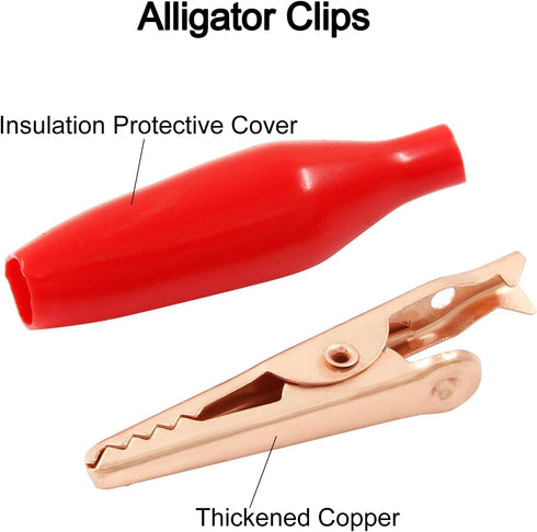20pcs Insulated Alligator Clips, Heavy Duty Alligator Clamps, 30A Copper Metal Alligator Clips Electrical Testing, Test Leads Connection (Medium, ...