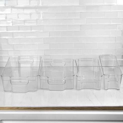 Home Basics Clear Acrylic Food Storage Container Bin for Fridge Freezer or Pantry, Stackable with Handles. Organize Fruit, Vegetables, Yogurt, Sna...