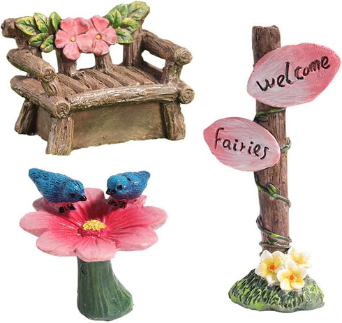3Pcs Miniature Fairy Garden Furniture Resin Craft Mini Chair Figurine Micro Landscape DIY Ornament Fairy Garden Decor Miniature Garden Accessories...