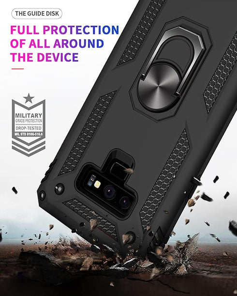 Androgate for Samsung Note 9 Phone Case, Galaxy Note 9 Case with 3D PET Screen Protector, Military-Grade Ring Holder Kickstand Car Mount 15ft Drop...