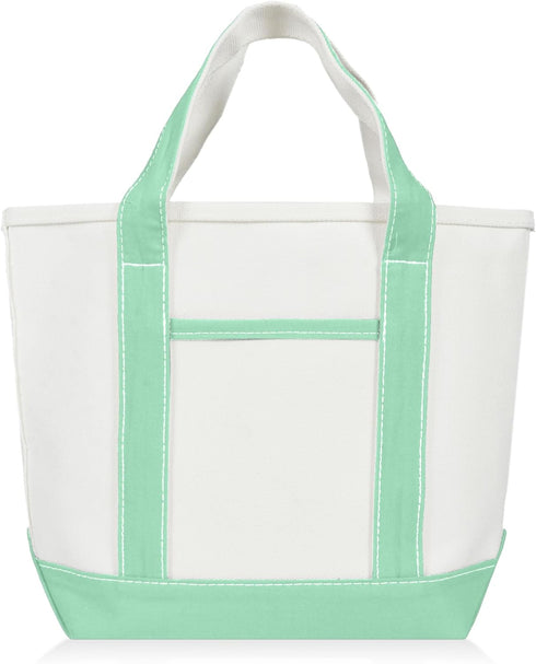DALIX 14" Mini Small Cotton Canvas Party Favor Wedding Gift Tote Bag in Mint Green...