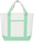 DALIX 14" Mini Small Cotton Canvas Party Favor Wedding Gift Tote Bag in Mint Green...