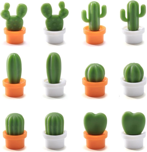 12 PCS Cactus Fridge Magnets, Mini Plant Refrigerator Magnets, 3D Cute Fridge Magnets, Fun Magnets for Refrigerator Whiteboard...