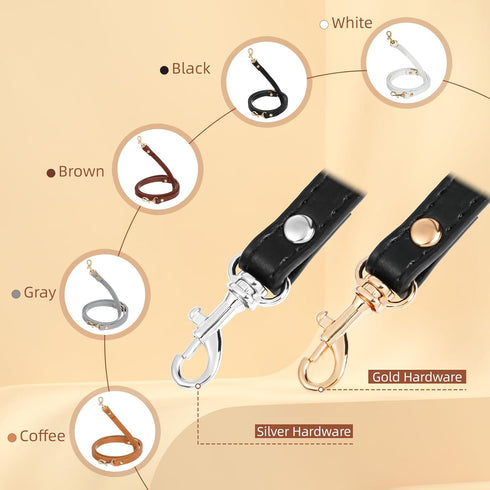 RAYNAG Adjustable Purse Strap Replacement Leather Handbag Shoulder Strap Replacement with Silver Metal Swivel Hooks, Black...